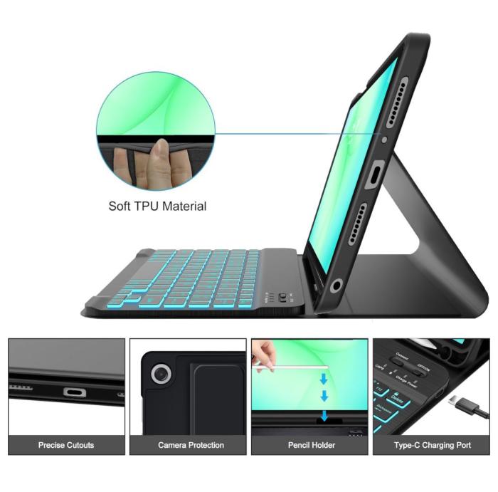 Bild 5, Tech-Protect Tech-Protect Galaxy Tab A11 Plus/A9 Plus Fodral SC Tangentbord Svart