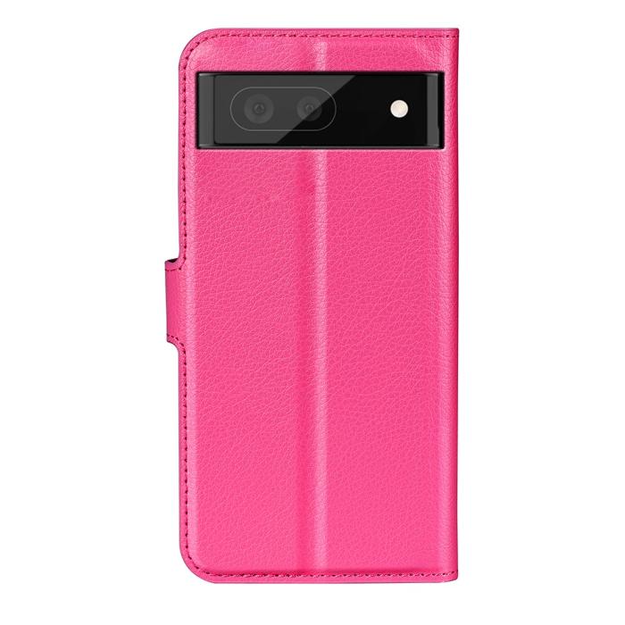 Bild 3,  Google Pixel 6A Fodral Litchi Läder Rosa