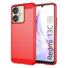  Xiaomi Redmi 13C 4G Skal Borstad St&aring;l Textur R&ouml;d