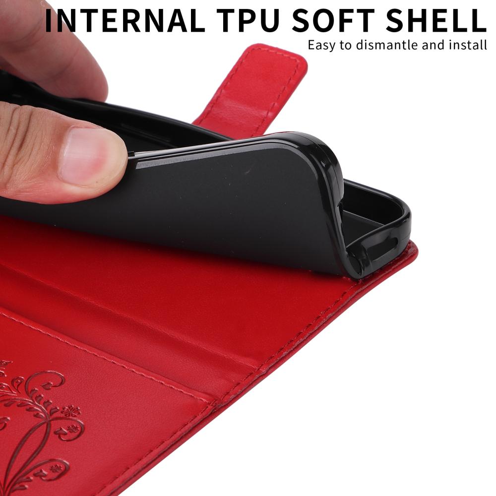  Motorola Moto G86 Power/G86 5G Fodral Fjäril Tryck Röd