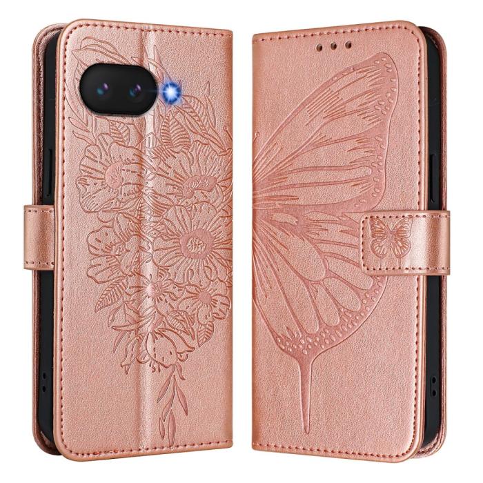 Bild 2,  Google Pixel 9a Fodral Fjäril Tryck Roséguld