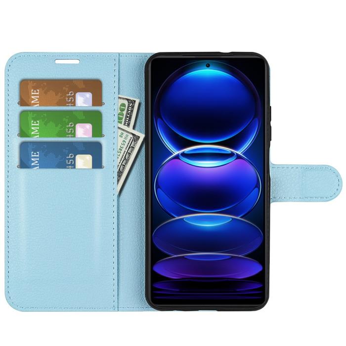 Bild 2,  Xiaomi Redmi Note 12 Pro 5G Fodral Litchi Läder Blå