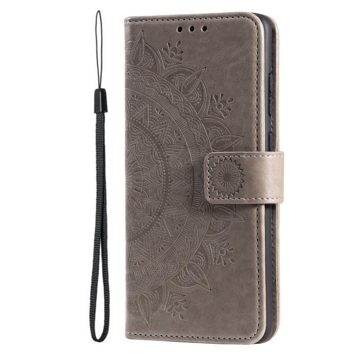 Bild 2,  Motorola Moto G71 Fodral Mandala Läder Grå