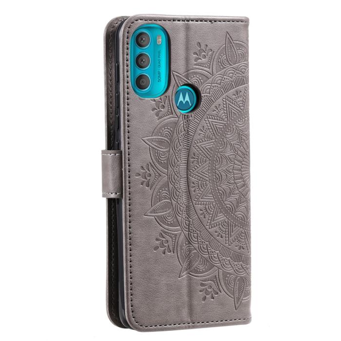 Bild 3,  Motorola Moto G71 Fodral Mandala Läder Grå