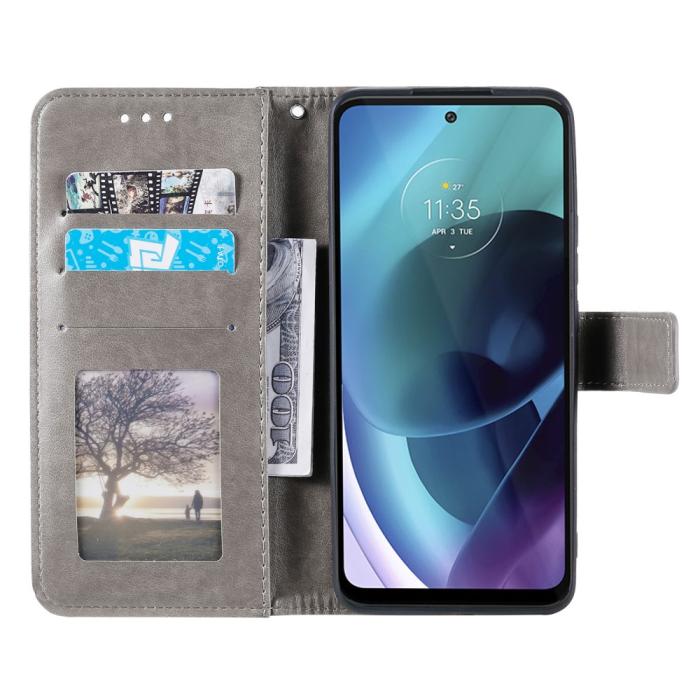 Bild 4,  Motorola Moto G71 Fodral Mandala Läder Grå