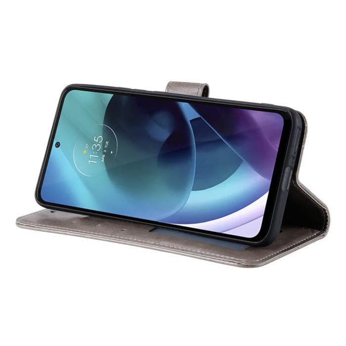 Bild 5,  Motorola Moto G71 Fodral Mandala Läder Grå