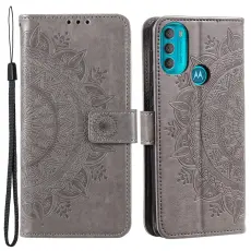  Motorola Moto G71 Fodral Mandala L&auml;der Gr&aring;