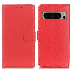  Google Pixel 8 Pro Fodral Litchi L&auml;der R&ouml;d