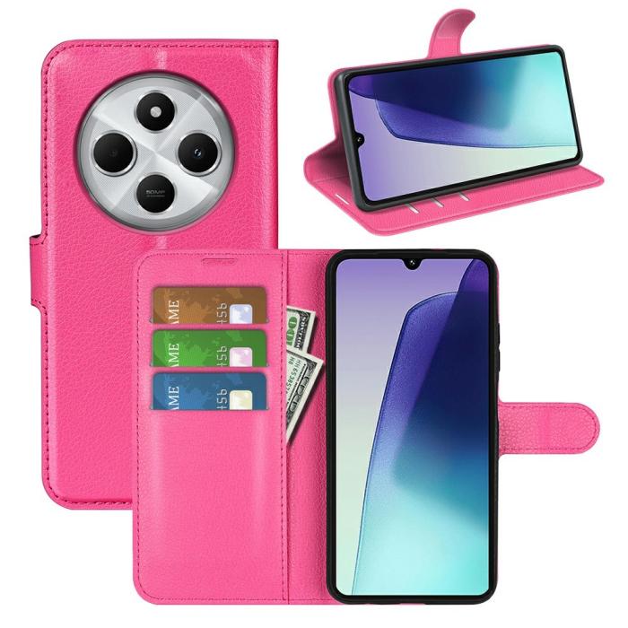 Bild 5,  Xiaomi Redmi 14C Fodral Litchi Läder Rosa