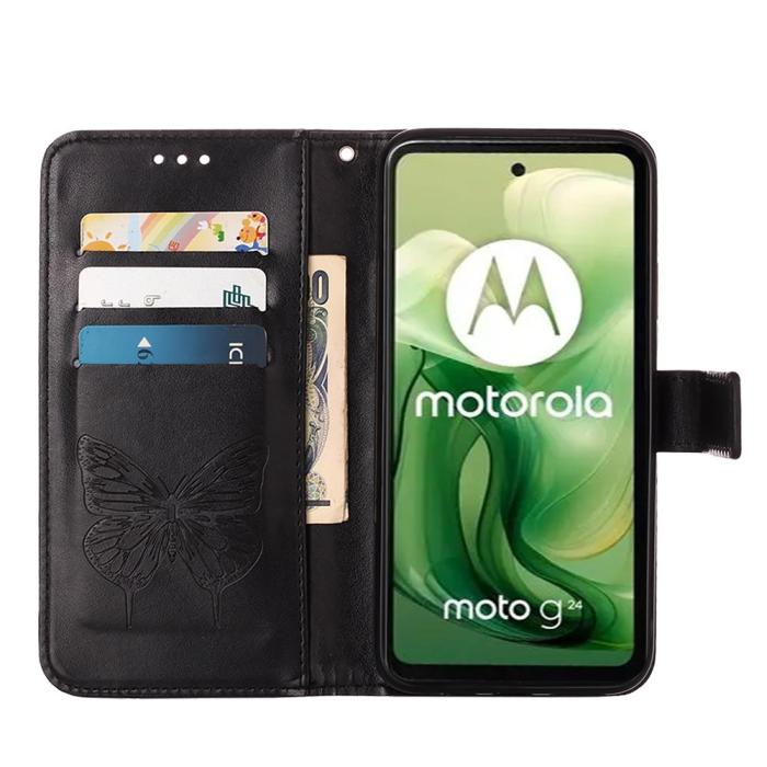 Bild 2,  Motorola Moto G04 4G/G24 4G Butterfly Fodral Svart