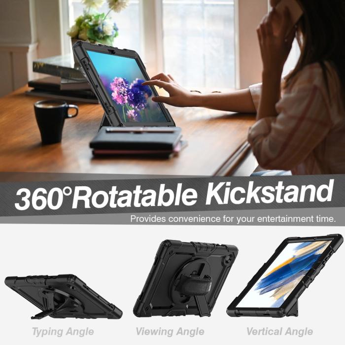 Bild 2,  Galaxy Tab A8 10.5 Skal Shockproof Hybrid Kickstand Strap
