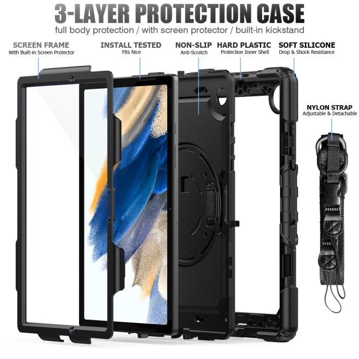Bild 3,  Galaxy Tab A8 10.5 Skal Shockproof Hybrid Kickstand Strap