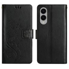  Samsung Galaxy S25 Edge Fodral Med Blommigt Tryck Svart