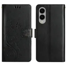  Samsung Galaxy S25 Edge Fodral Med Blommigt Tryck Svart