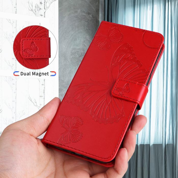 Bild 5,  Motorola Moto G86 Power/G86 5G Fodral Fjäril Tryck Röd