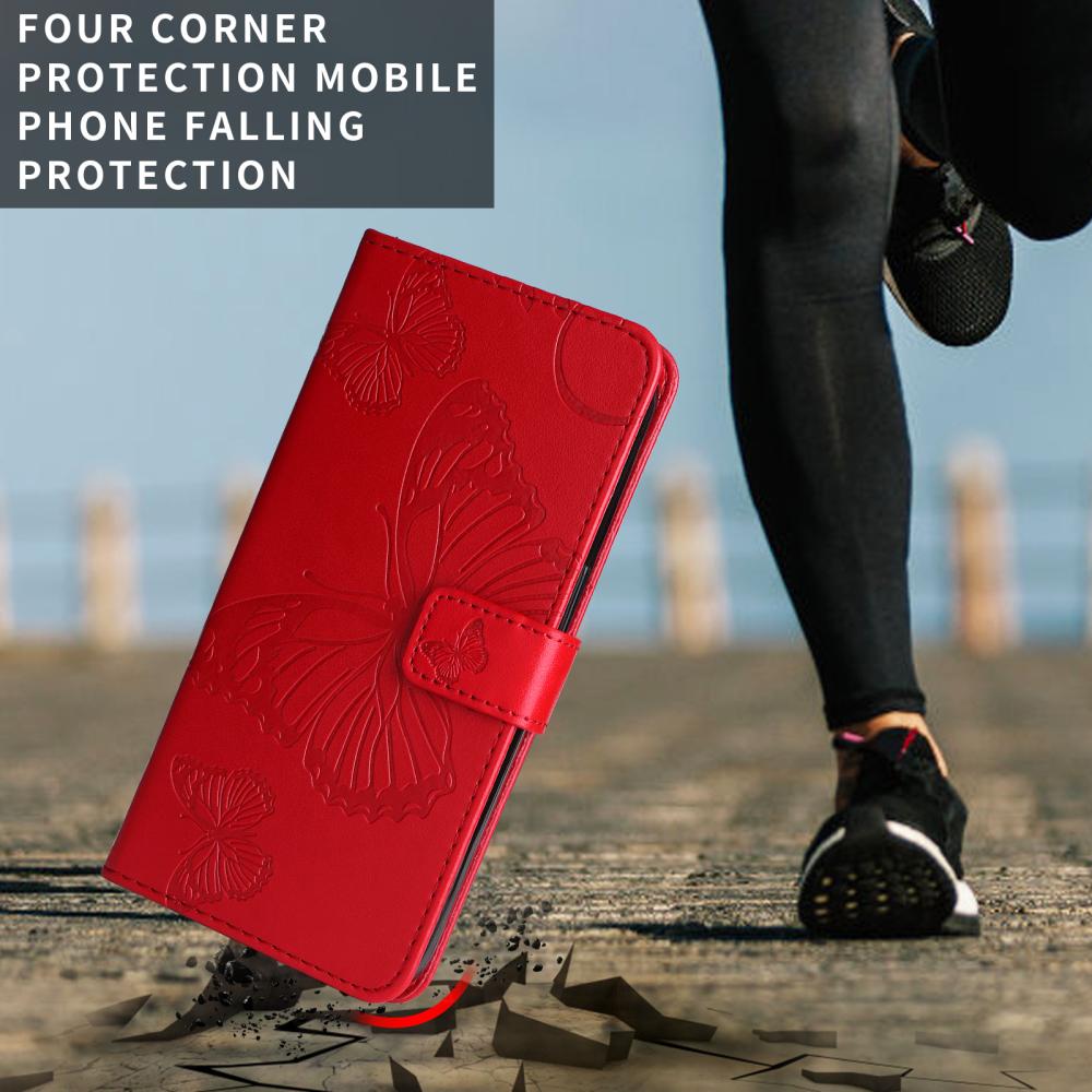  Motorola Moto G86 Power/G86 5G Fodral Fjäril Tryck Röd