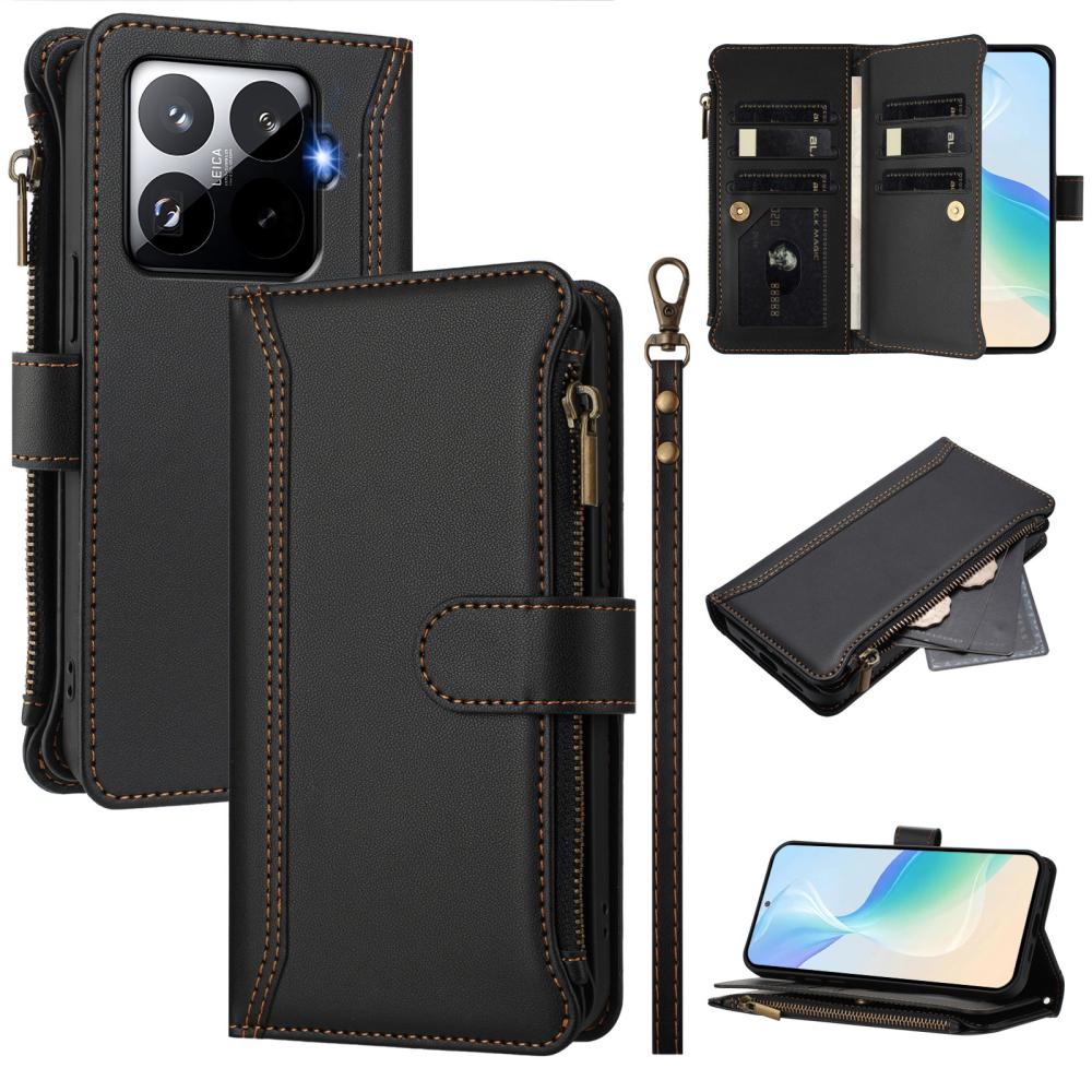  Xiaomi 15T Pro Fodral Multifunktionell Läder Svart