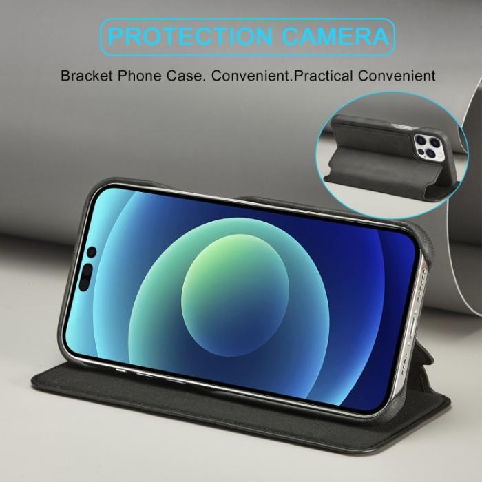 Bild 6, LC.IMEEKE LC.IMEEKE iPhone 14 Plus Fodral Flip Läder Svart