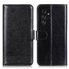  Samsung Galaxy S22 Ultra Fodral Crazy Horse L&auml;der Svart