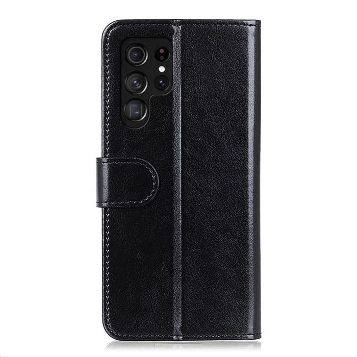 Bild 3,  Samsung Galaxy S22 Ultra Fodral Crazy Horse Läder Svart