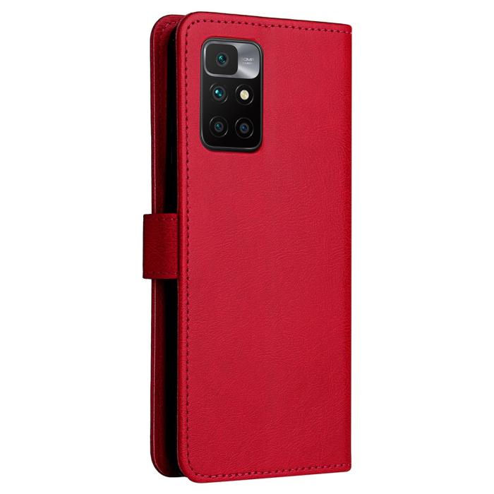 Bild 4,  Xiaomi Redmi 10 Fodral Solid Läder Röd