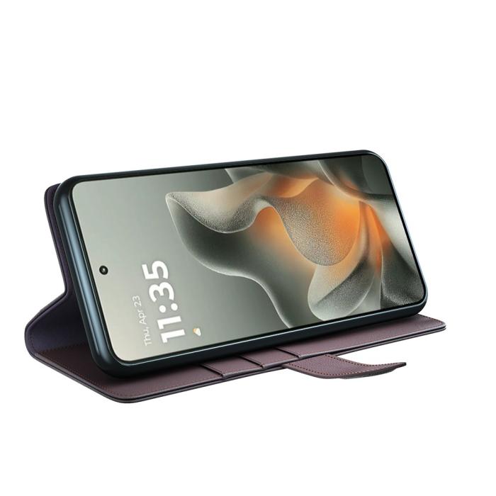 Bild 3,  Motorola Edge 70 Fodral Premium Äkta Läder Brun