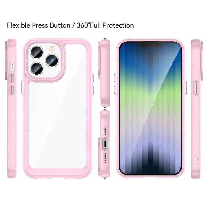 Bild 2,  iPhone 14 Pro Max Skal Akryl/TPU Transparent/Rosa