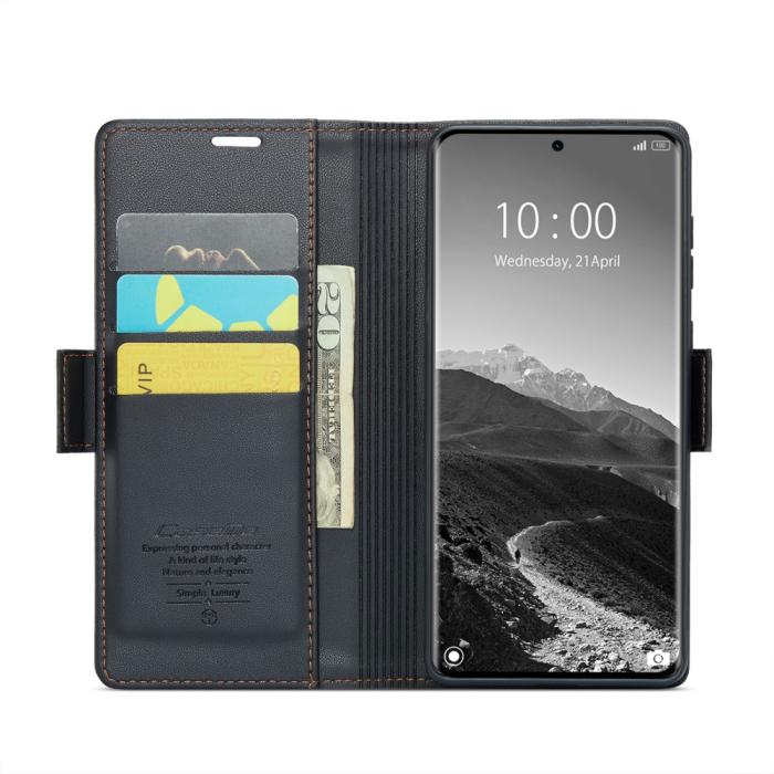 Bild 3, CASEME CASEME Redmi Note 14 Pro/Pro Plus 5G Fodral RFID Läder Svart