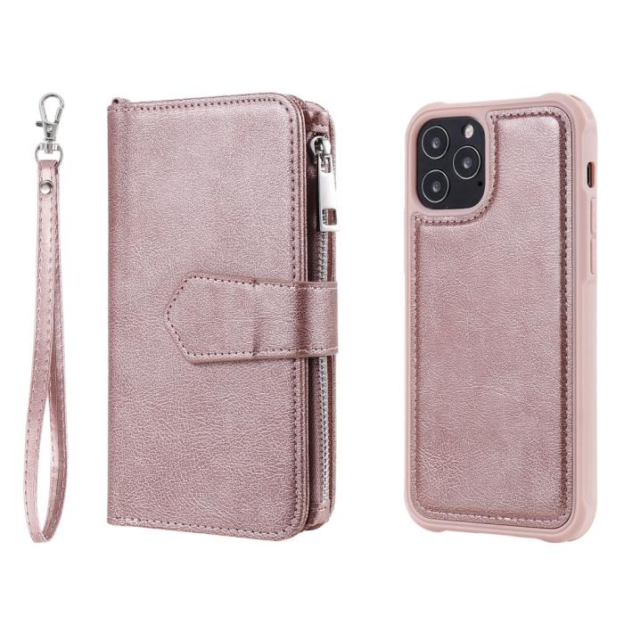 Bild 3,  iPhone 12 / 12 Pro - 2in1 Magnet Skal / Plånboksfodral - Roséguld
