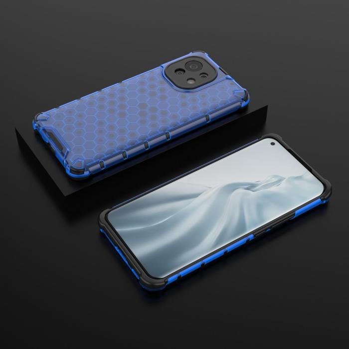 Bild 3,  Xiaomi Mi 11 - Armor Honeycomb Textur Skal - Blå