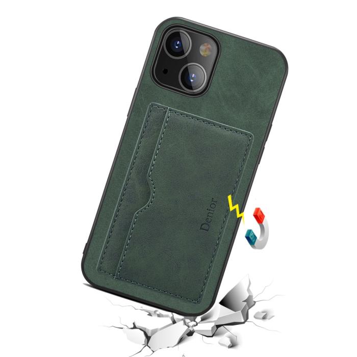 Bild 2,  iPhone 13 - Hybrid Skal Kortfack Kickstand - Grön