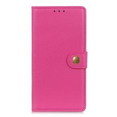  iPhone XS Max Fodral Solid L&auml;der Magnetisk M&auml;ssing Rosa