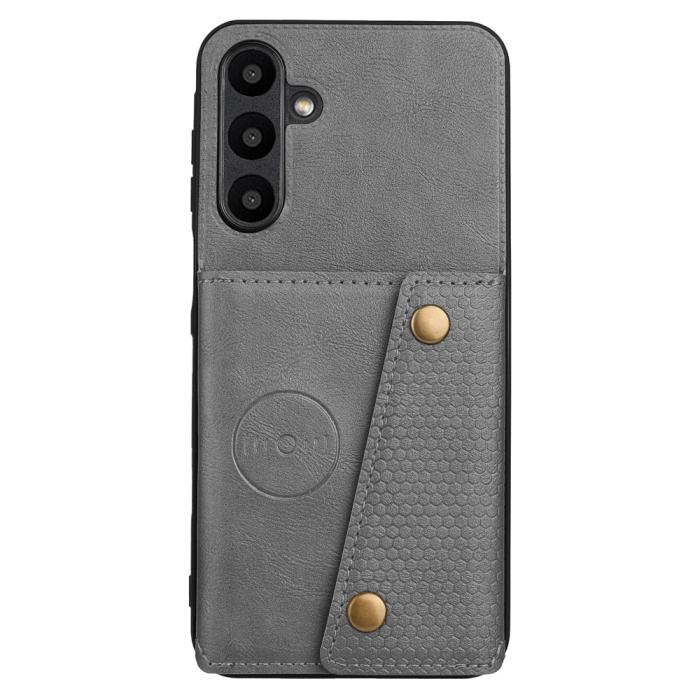 Bild 2,  Samsung Galaxy A37 5G Skal Läder Med Kortfack Och Magnet Grå