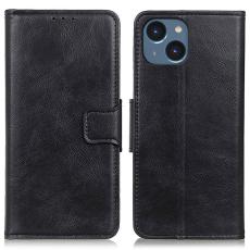  iPhone 15 Fodral Crazy Horse Folio Svart