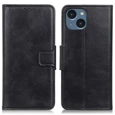  iPhone 15 Fodral Crazy Horse Folio Svart