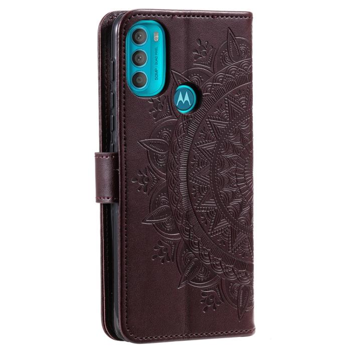 Bild 3,  Motorola Moto G71 Fodral Mandala Läder Brun