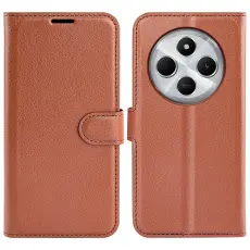  Xiaomi Redmi 14C Fodral Litchi L&auml;der Brun