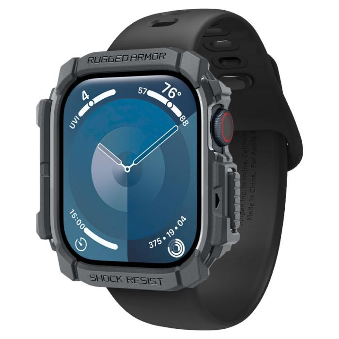Bild 2, Spigen Spigen Apple Watch 11/10 46 mm Skal Rugged Armor Mörk Grå