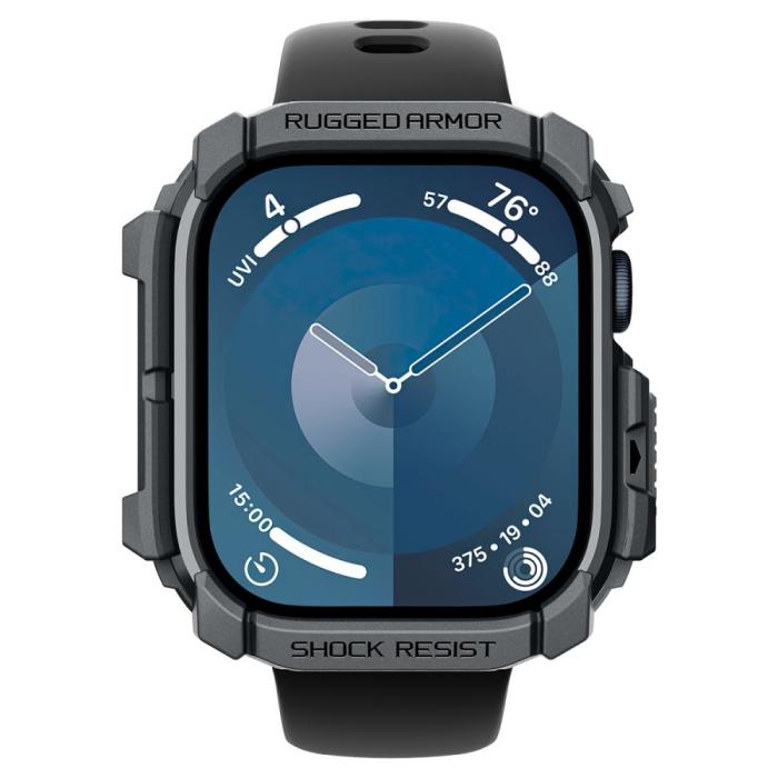 Bild 3, Spigen Spigen Apple Watch 11/10 46 mm Skal Rugged Armor Mörk Grå