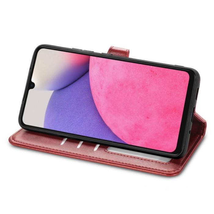 Bild 4,  Samsung Galaxy A33 5G Fodral Solid Läder Röd