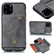  iPhone 12 / 12 Pro - L&auml;der Skal Med Kortfack Och Magnet - Gr&aring;