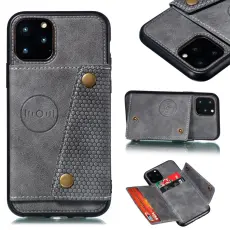  iPhone 12 / 12 Pro - L&auml;der Skal Med Kortfack Och Magnet - Gr&aring;