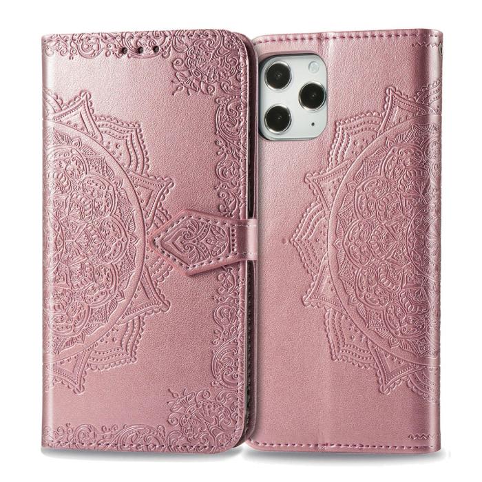 Bild 4,  iPhone 12 Pro Max - Mandala Läder Fodral - Roséguld