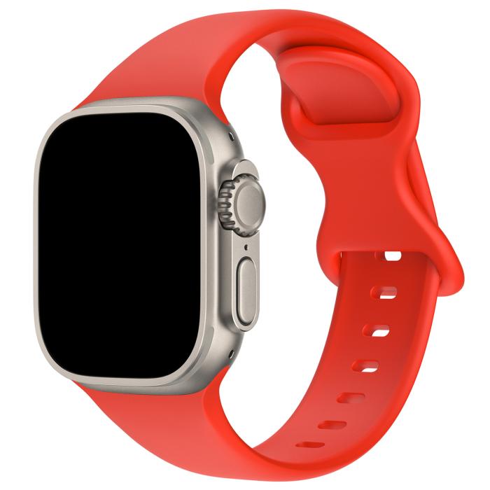Bild 2, ColorPop Silikon Armband Butterfly Apple Watch 42/44/45/46/49 mm (M/L) Röd