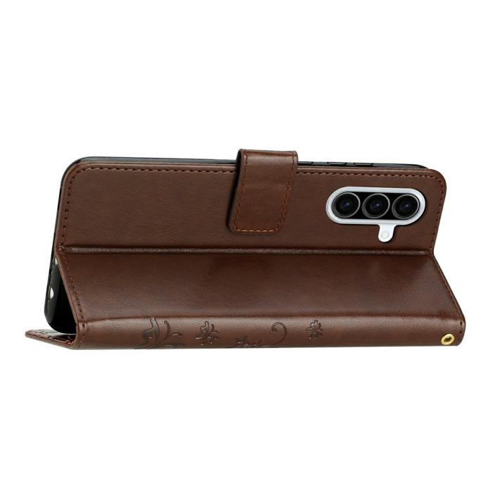 Bild 2,  Samsung Galaxy A27 5G Fodral Blommor/Fjärilar Brun