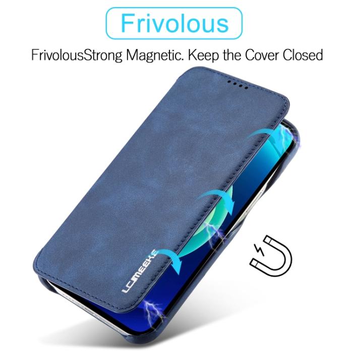 Bild 5, LC.IMEEKE LC.IMEEKE iPhone 14 Plus Fodral Flip Läder Blå