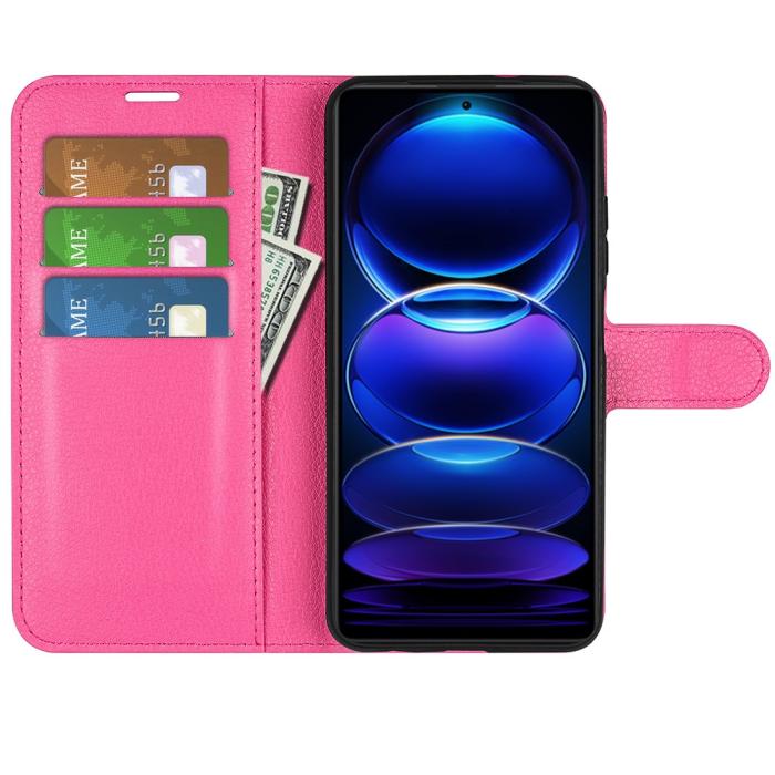 Bild 2,  Xiaomi Redmi Note 12 Pro 5G Fodral Litchi Läder Rosa