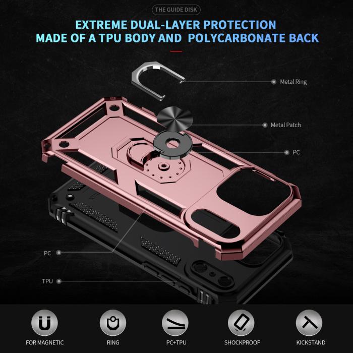 Bild 2,  iPhone 17 Pro Skal Shockproof Hybrid Ring Roséguld