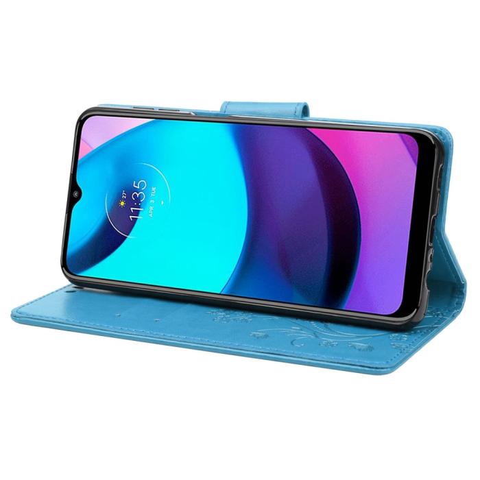 Bild 4,  Motorola Moto E20 / E40 Fodral Tryckt Fjäril Textur Blå