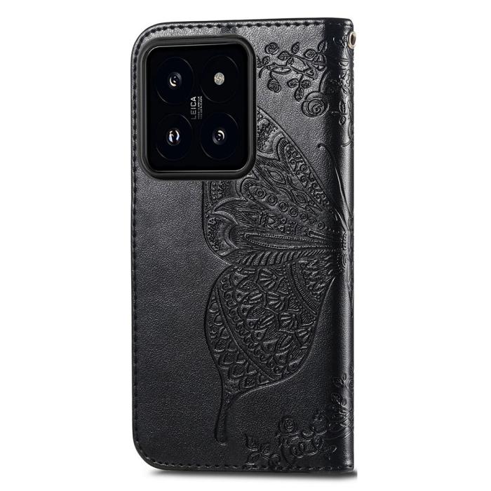 Bild 4,  Xiaomi 14T Fodral Med Fjäril Tryck Svart